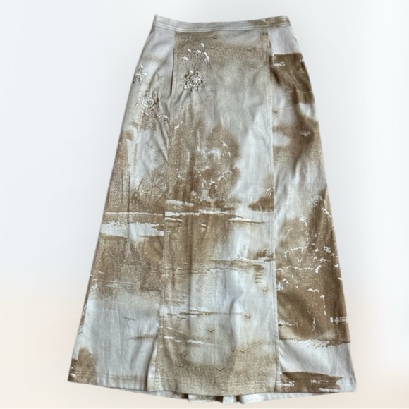 VINTAGE Leslie Monte-Carlo Ankle Length Midi Skirt Embroidered Pleated Sz 6 - Picture 3 of 14